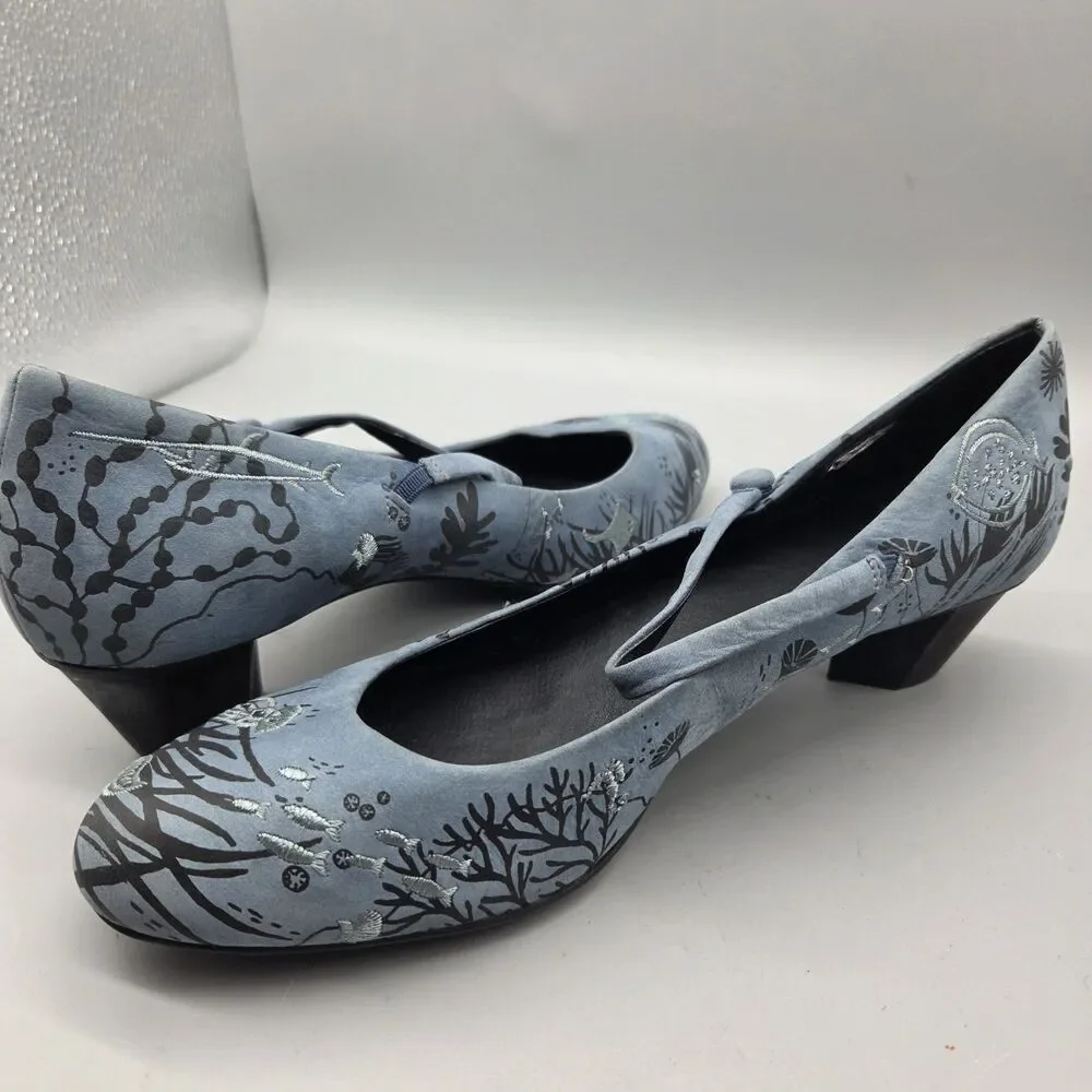 CAMPER TWS Twins Shoes Mary Jane Blue Nubuck Sealife Creatures Womens EU 40 US 9